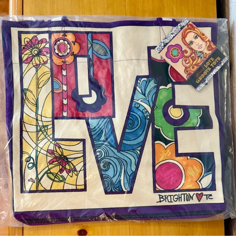 Brighton Colorful LOVE Tapestry with Purple Border